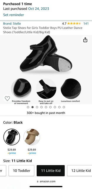 Stelle Tap Dance Shoes Toddler Girl size 11 black