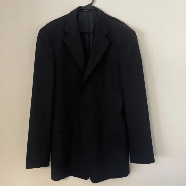 GIORGIO ARMANI COLLEZIONI Black 100% Wool Mens Blazer Sport Coat Jacket ...