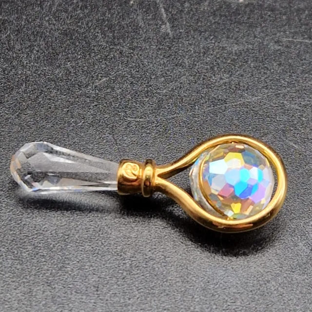 Swarovski Baby Rattle Crystal Memories Gold Retired Rare Figurine 219199 VGC EB