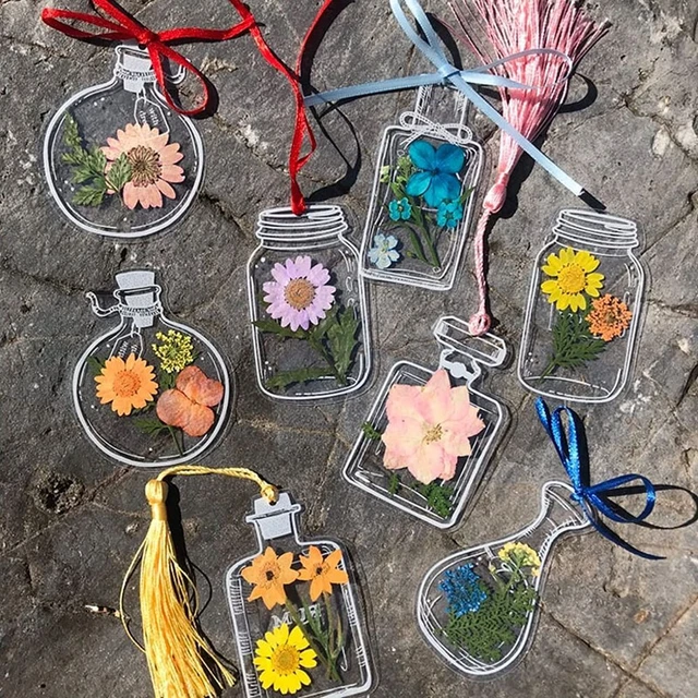 Flower Page Bookmark Transparent Dried Flower Bookmarks Herbarium Bookmarks