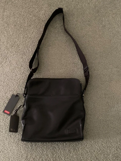 Tumi ~ Stratton Crossbody Bag ~ Black Leather ~ with Dust Bag ~ New with Tags
