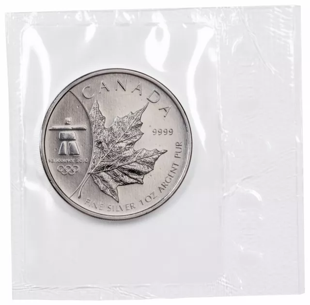 2008 Canada 1 oz Silver Maple Leaf Vancouver 2010 Olympics $5 Coin GEM BU Sealed