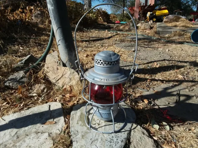 Vintage Adlake Union Pacific Railroad Lantern Red Globe Train Decor Collectible