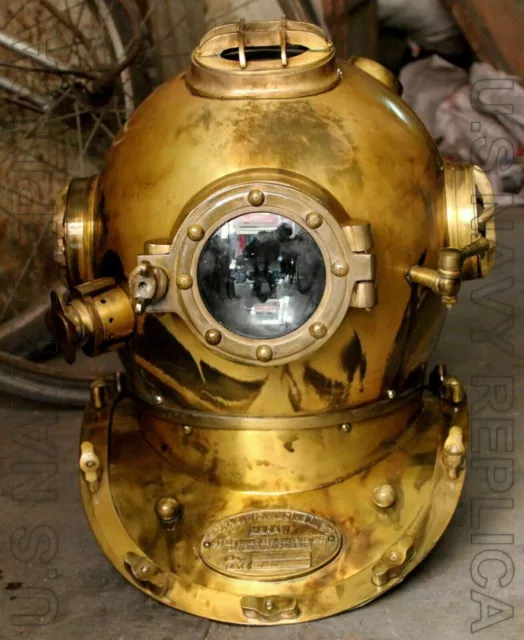 Brass Steel Full Size Maritime Gift Diving Divers Helmet Us Navy Mark V Antique