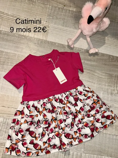 Catimini 9 MOIS : ROBE Été Neuve Thème Bonbons