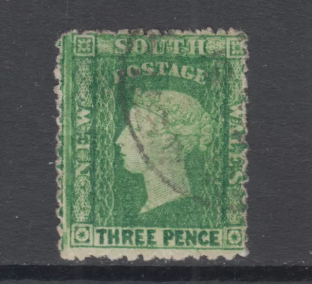 New South Wales Sc 63, SG 226e, used. 1886 3p yellow green QV, watermarked AT