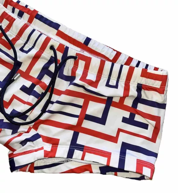 MR. Turk Men’s Sorrento Patriotic Maze Color Swim Shorts Trunks Lined-Sz Large