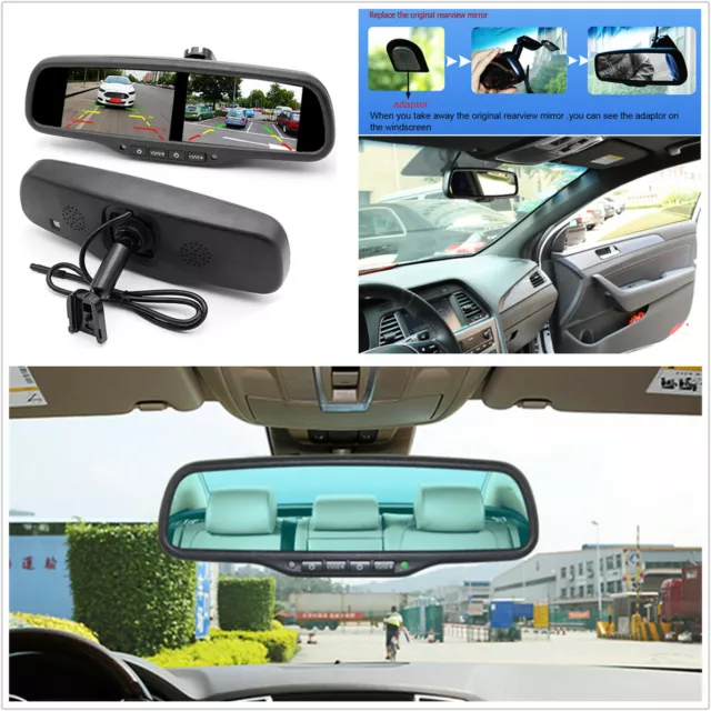 4.3'' Digital TFT LCD Dual Screen HD Anti-glare Rearview Mirror Monitor+Bracket