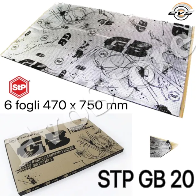 6 Fogli STP GB 20 Insonorizzante Antivibrante Auto Pannello Adesivo 750x470x2mm