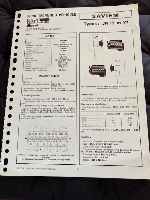 Revue Technique RTD 1981 Pour Camions DAF FA 2105 2305 DH DHR - Occasion