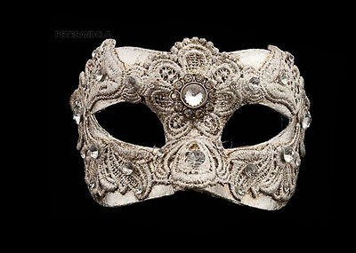 Mask from Venice Colombine Macrame Silver Authentic IN Paper Mache 213
