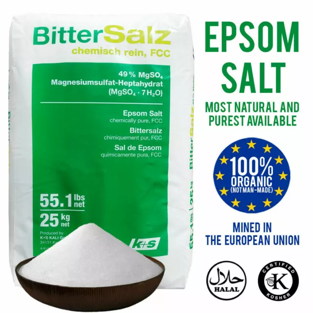 Epsom Salts 100% Organic Genuine Naturally Occurring Medical / Food Grade