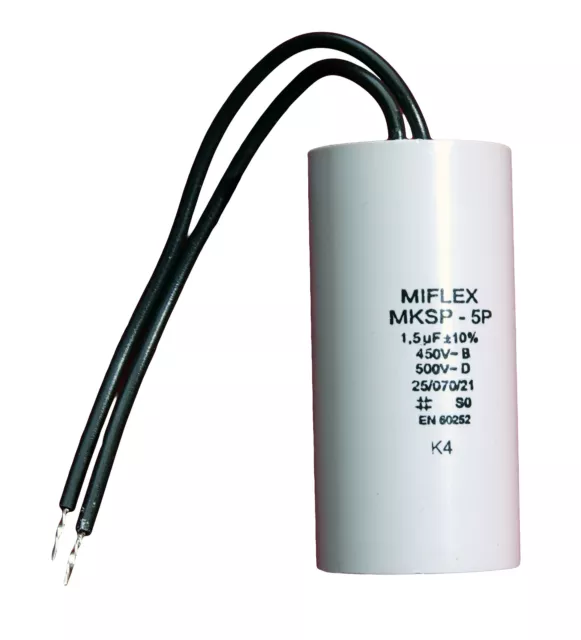 Condensateur moteur de démarrage/permanent 1,5µF 1,5uF 450V fils travail MKSP-5P