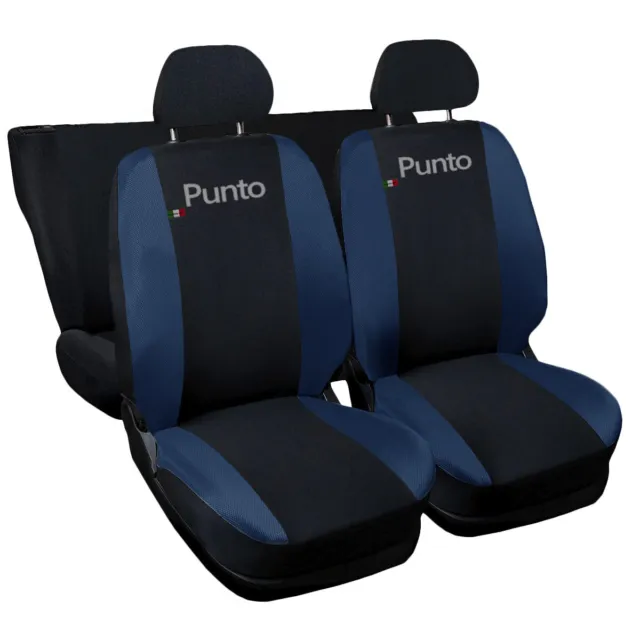 Coprisedili Compatibili Con Punto Fodere Auto Sedili Bicolore Nero - Blu Scuro