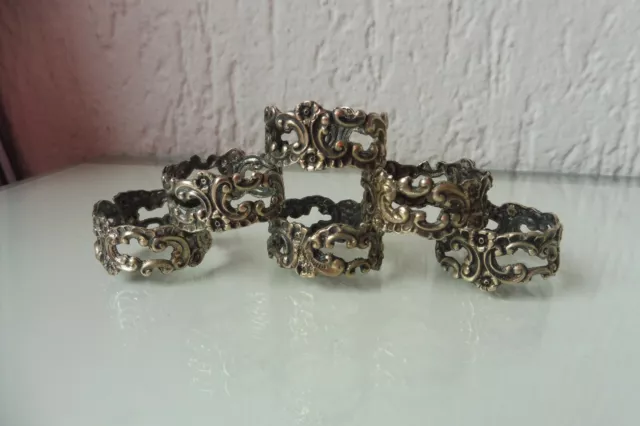 Anillos de Servilleta 800 Plata, 6 Hermosa, Muy vieja Servilleta, Anillos