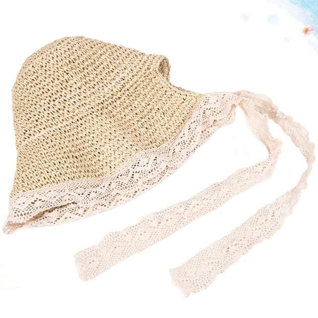Woman Lace Hat Straw Beach Hat Straw Bucket Hats Women Fisherman's Hat