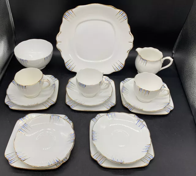 English Bone China Art Deco Part Tea Set 16 Pieces