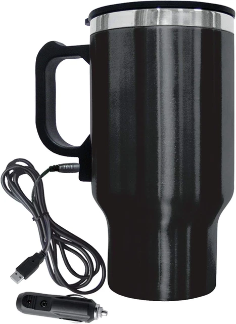 CMB-16B Stainless Steel 16Oz 12 Volt Heated Travel Mug, Black