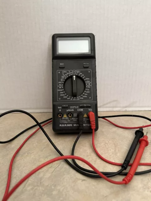 R.S,R 926 MULTIMETER Amps/Volts serial# 2k2x2576 Leeds Probes With Stand