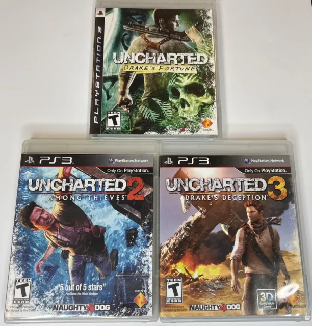 Uncharted 1 2 & 3 Trilogy Bundle Sony PlayStation 3 PS3 Games Tested Black  Label