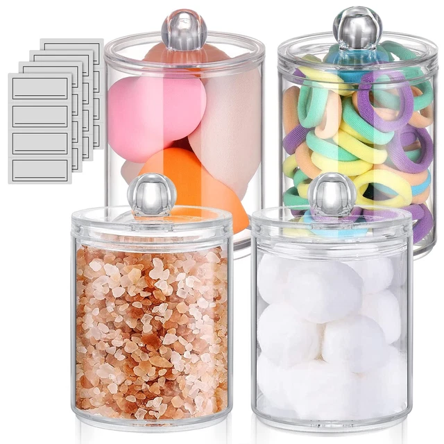 4 Pack Q Tip Holder Apothecary Jars With Lids 10 Oz Acrylic Qtip Holder