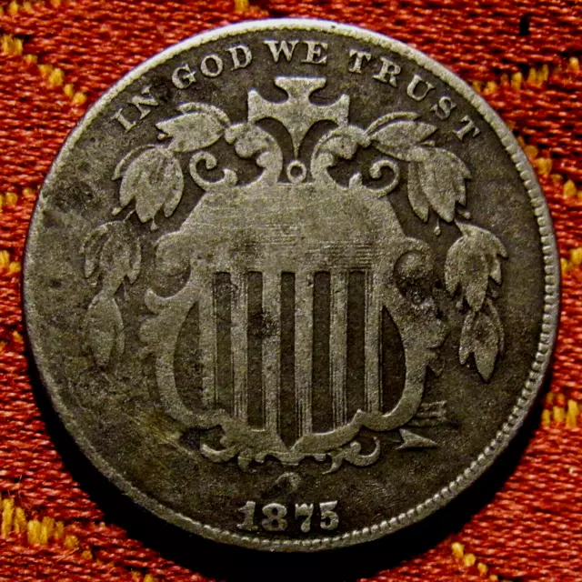 1875 Shield Nickel, Fine Details   ~  A Decent Example Of This Tough Date