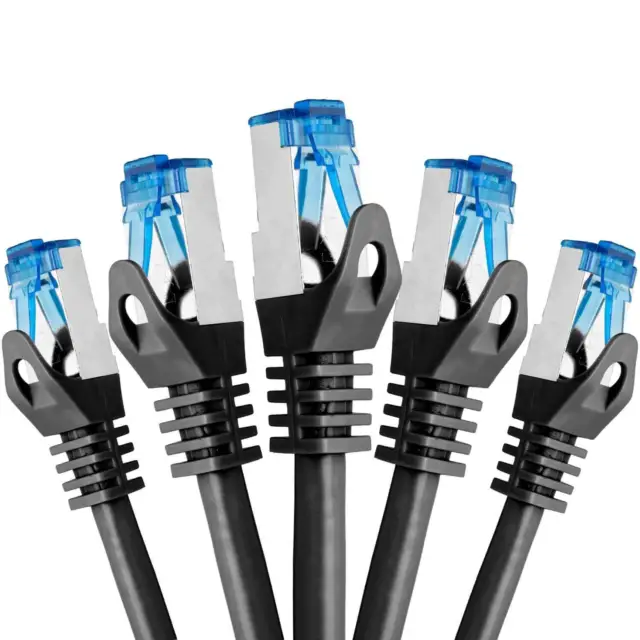 5 x 1m CAT7 Netzwerkkabel Patchkabel Ethernet DSL LAN Netzwerk Kabel schwarz