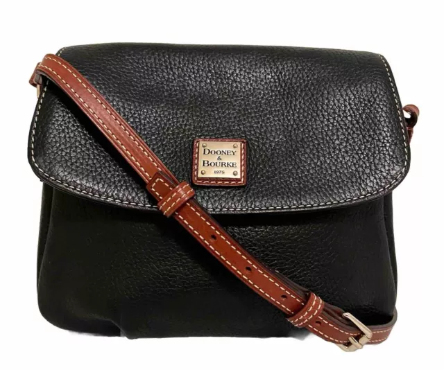 Dooney And Bourke Vintage Black Leather Flap Saddle Bag Crossbody Purse