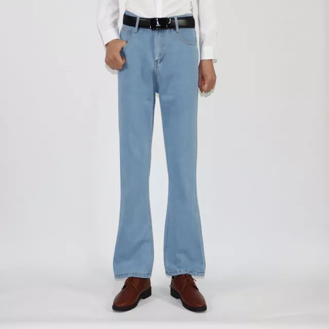 Men Bell Bottom Jeans 60s Vintage Look Flared Pants Wide Leg Trousers Denim  Slim