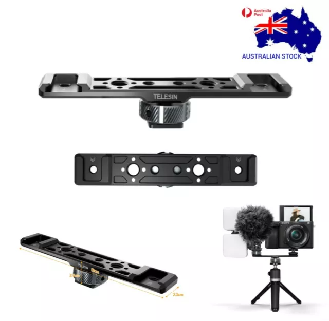 TELESIN Dual Cold Shoe Expansion Bracket for Cameras Phone Mount Tripods ¼" & ⅜"