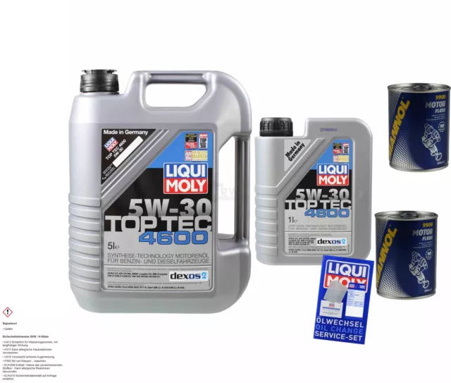 6L aceite motor Liqui Moly Top Tec 4600 5W-30 2x mannol Flusch Aditivo Para