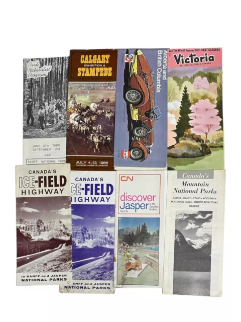 Lot of 8 Vintage 1968 Canada Travel Brochures Ad Canadian Holiday Maps Banff BC