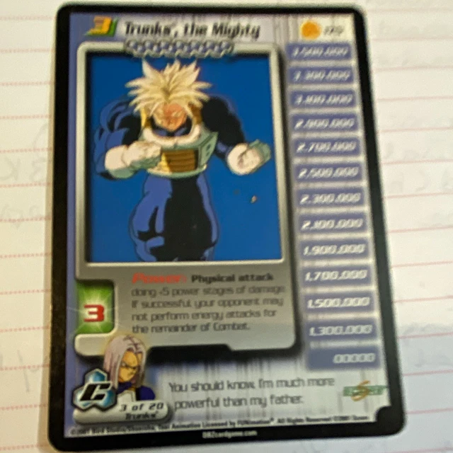 SCORE DRAGON BALL Z CCG Trunks, The Mighty Starter Limited Rare