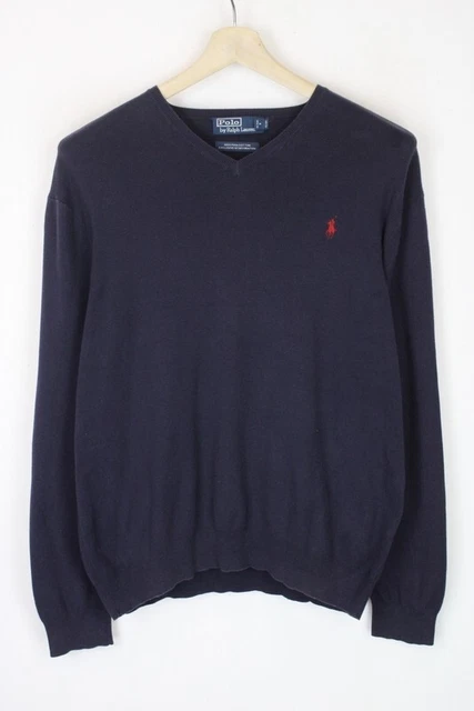 Polo By Ralph Lauren Pima Cotton Maglione Uomo Grande Pullover Maglia Scollo A V