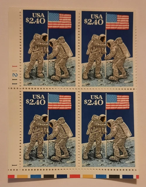 USPS #2419   MOON LANDING 20TH Anniversary  Block of 4, $2.40  stamps OG NH 1989
