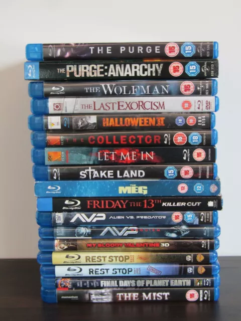 17x Horror Movie Blu-Ray Bundle AVP Halloween Friday the 13th Purge Mist Etc.