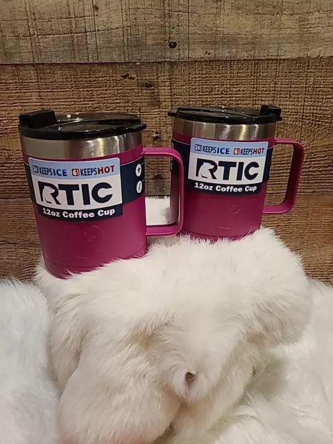 2 💥NEW💥 RTIC Coffee Cup Mug w/ Handle 12oz Tumbler Rambler w/ spill proof lid