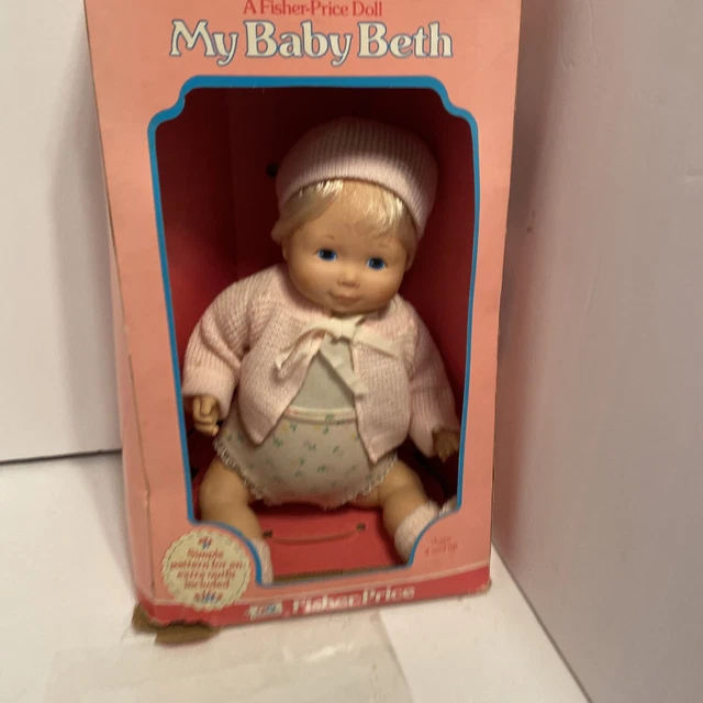 VTGE 1977 FISHER PRICE MY BABY BETH DOLL All Original Hat & Sweater Booties