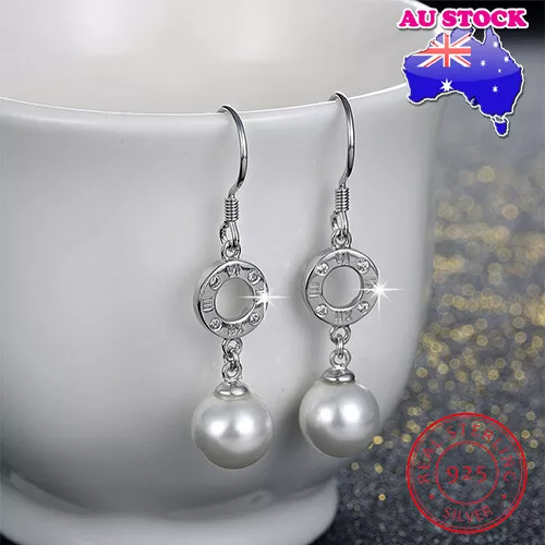 Wholesale 925 Sterling Silver CZ Shell Pearl Hook Earring Gift