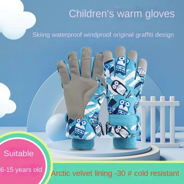 1pair Toddler Mittens Waterproof Winter Warm Snow Ski Gloves Kids Cute Gift