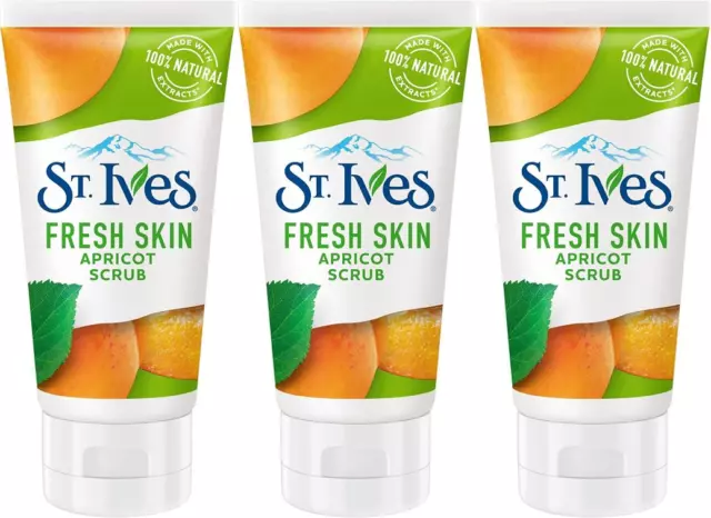 St Ives Fresh Skin Invigorating Natural Apricot Face Scrub 150ml Oil Free x 3