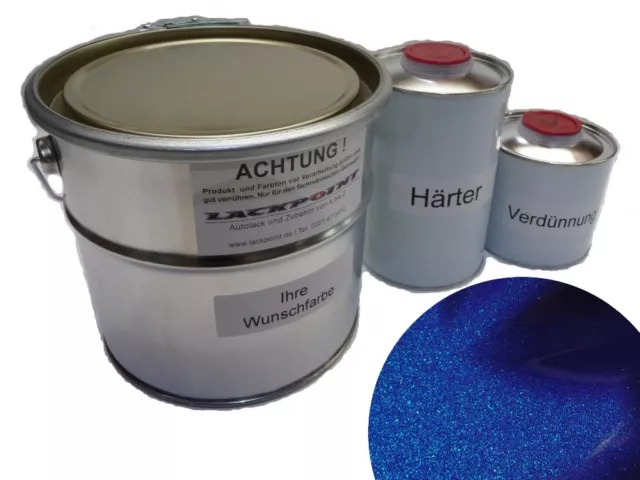 1 Litre Set 2K Peinture Nuit Bleu Métallisé Brillant Incl. Durcisseur & Dilué