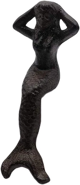 Comfy HourAntique and Vintage Ocean Collection Cast Iron Sitting Mermaid Figurin