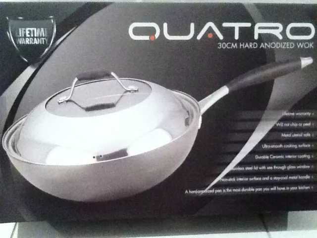 Brand New Quatro 30cm Hard Anodized Wok