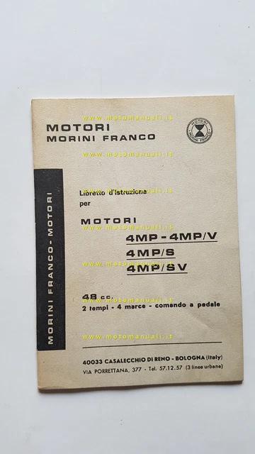 Morini Franco motore 50 4MP-4MP/V-4MP/S-4MP/SV 1968 manuale uso originale