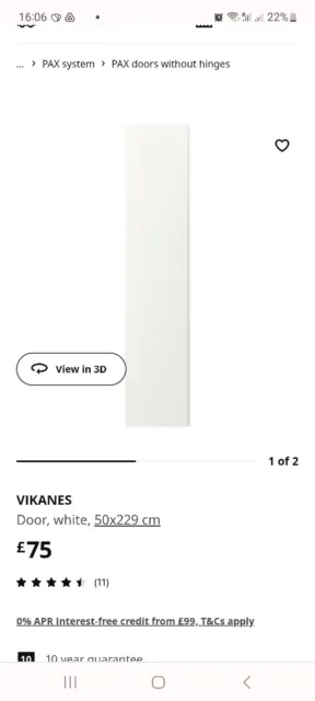 1 x Puerta IKEA Vikanes 50×229 - Colecciona desde Londres Wandsworth Precio de venta sugerido por el fabricante £75