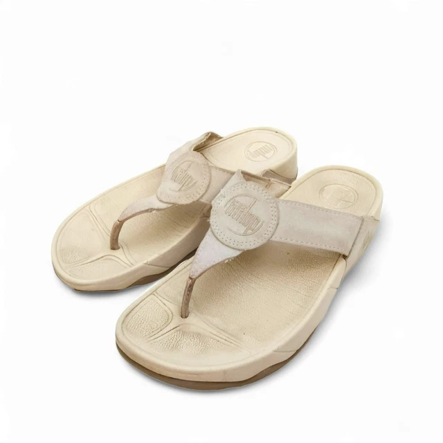Fitflop OASIS Suede Thong Sandals Cream Comfort Size 8