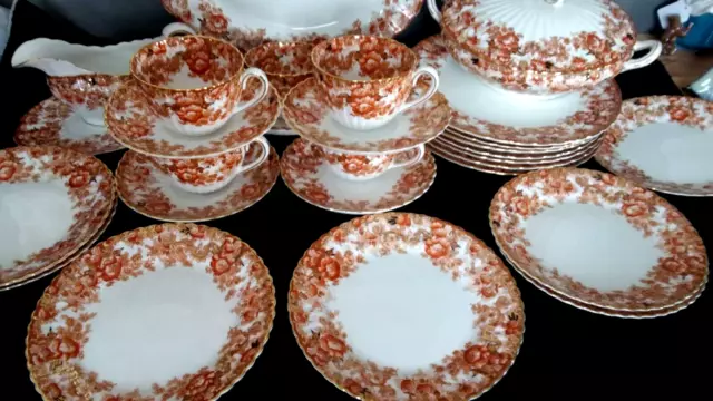 Antique English Samuel Radford Fenton Bone China"Victorian" Dinner Ware Tea Set