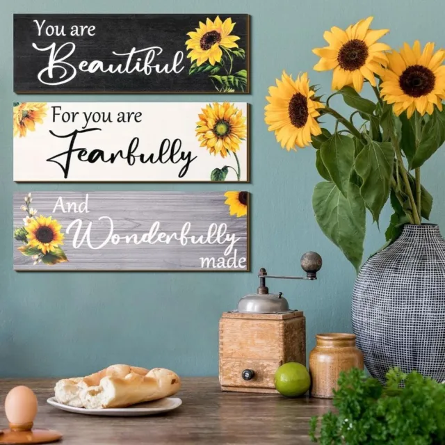 3 pcs Wood Wall Art Signs 12 Inches Farmhouse Wooden Signs  Wall