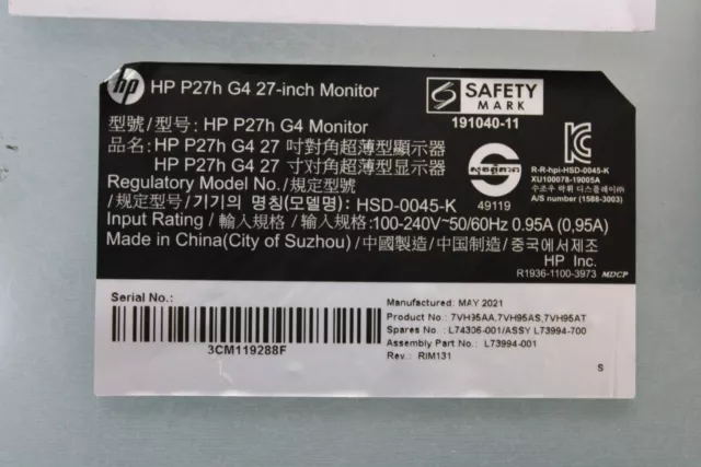 Mainboard-HP P27h G4 68,6cm (27") Office IPS Monitor 16:9 Full HD VGA/HDMI/DP